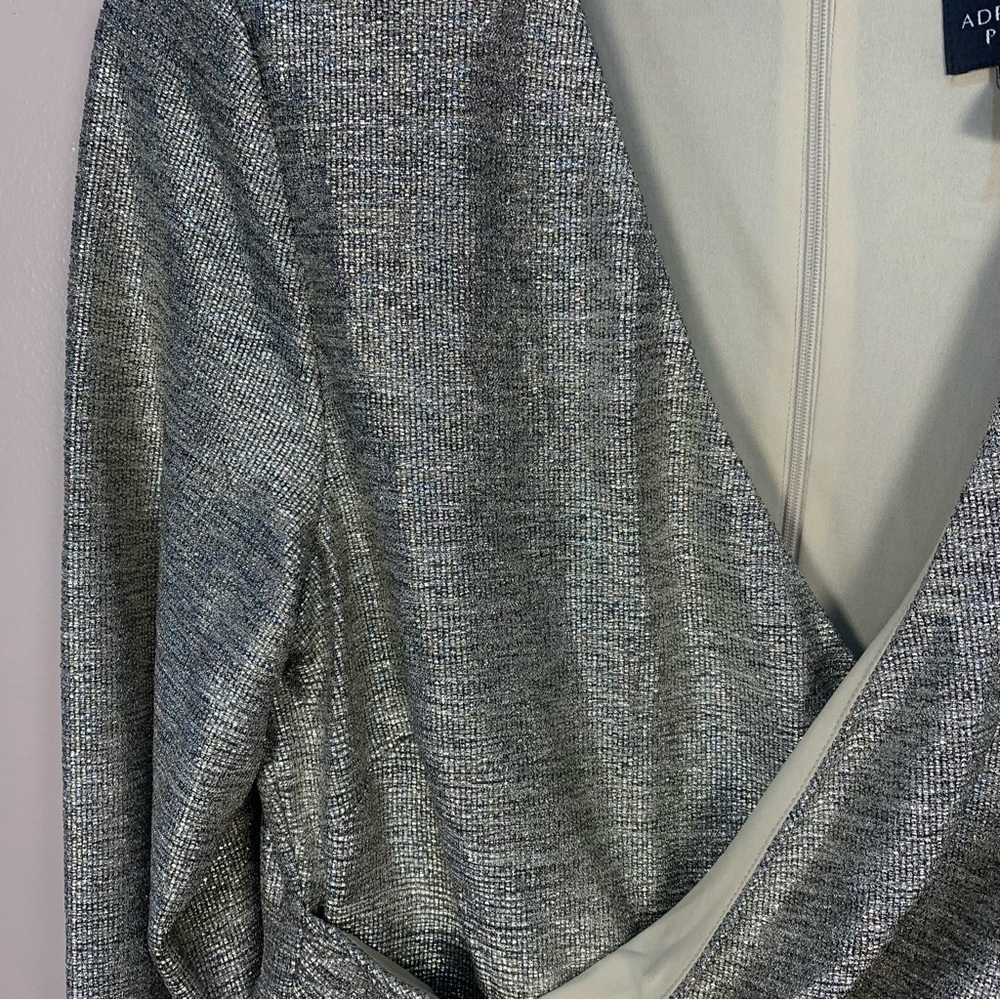 Adriana Papell Metallic Foiled Jersey Wrap Dress - Picture 6 of 13